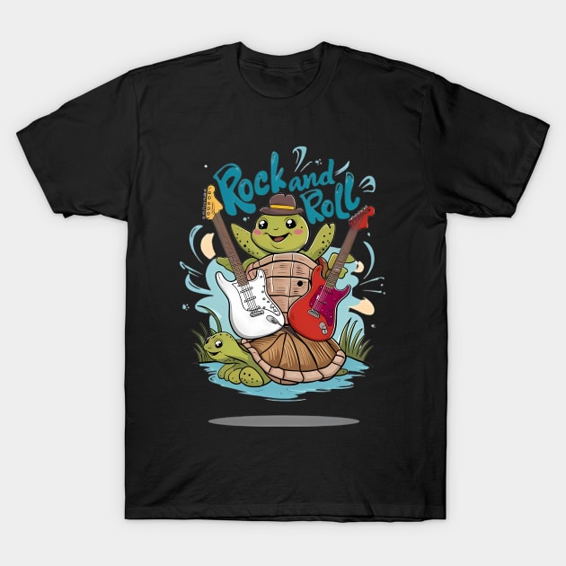 Turtle Jam Session Rock And Roll T-Shirt by coollooks